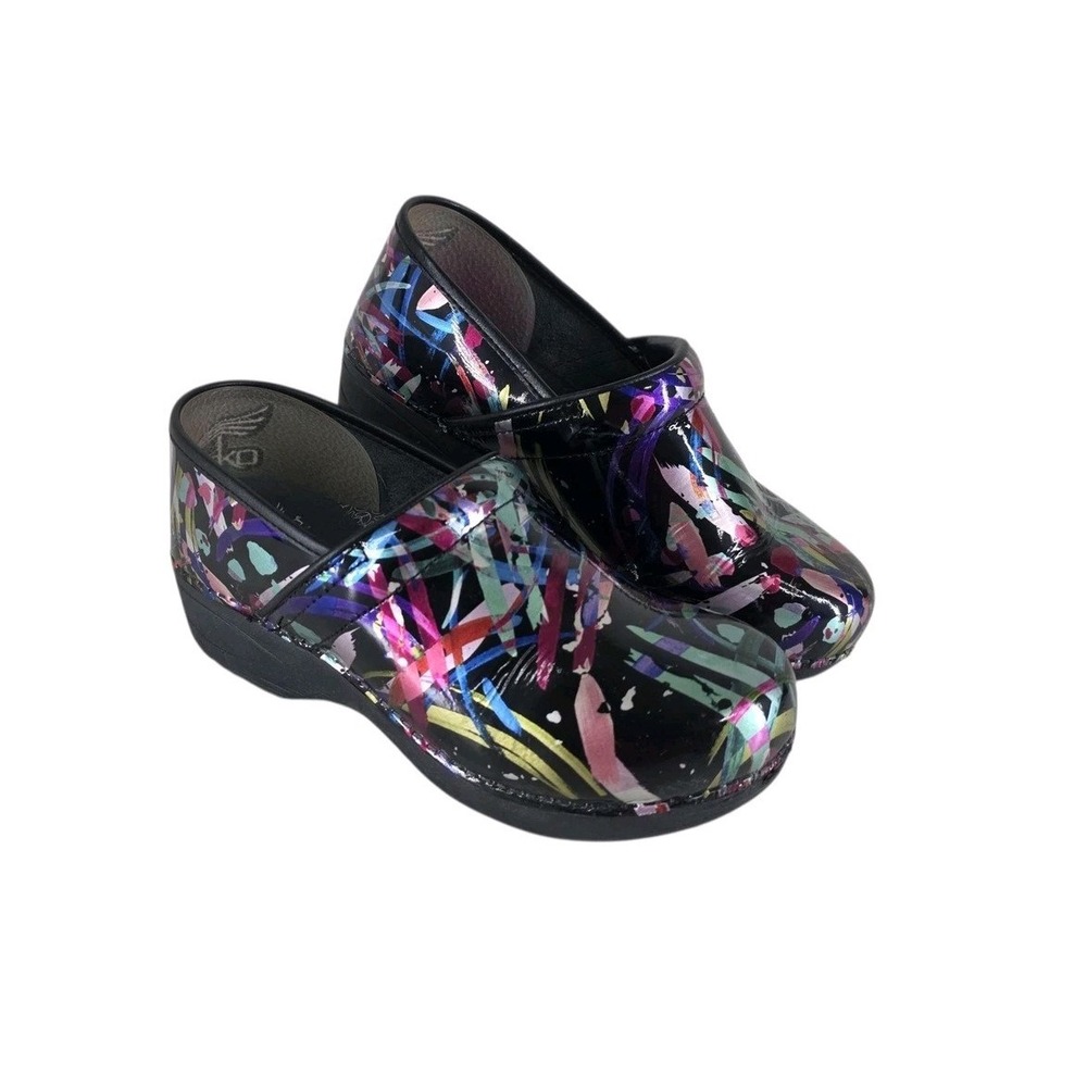 Dansko XP 2.0 Paint Swirl Leather Clogs Womens 40 US 9.5 10 Nurse Work Shoes